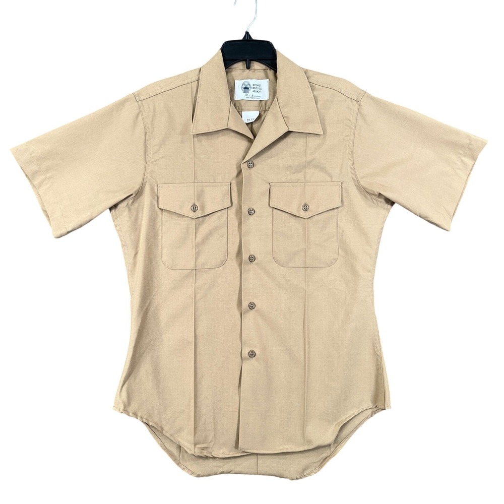 US Military Issued Defense Logistics Shirt Men 15.5 Khaki M-1 Wool Blend Uniform